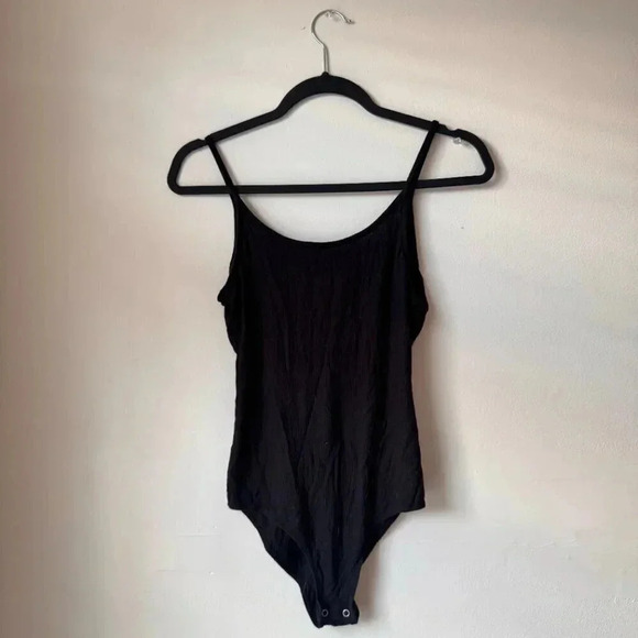 aerie Tops - Aerie Black Ribbed Thin Bodysuit - Size Small